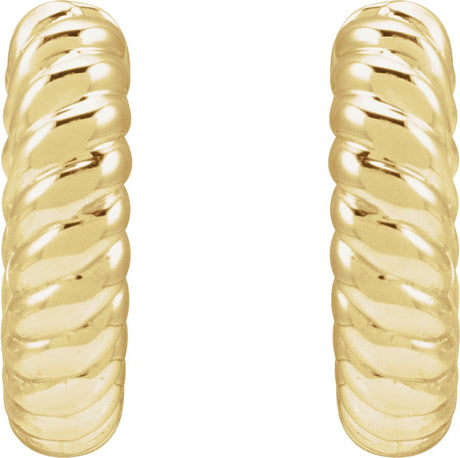 14K Yellow Hinged Rope Hoop Earrings