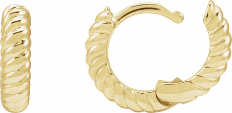 14K Yellow Gold Hinged Rope Hoop Earrings