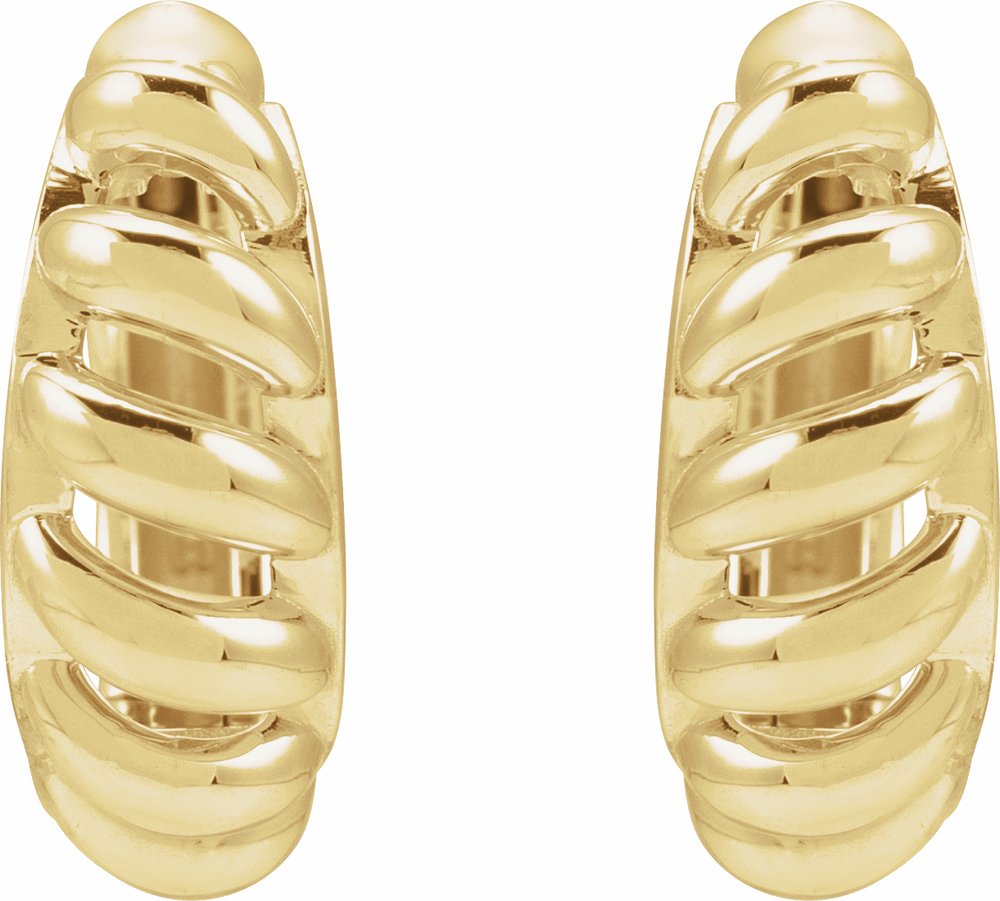 14K Yellow Rope Dome 12.9 mm Hoop Earrings