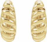 14K Yellow Rope Dome 12.9 mm Hoop Earrings