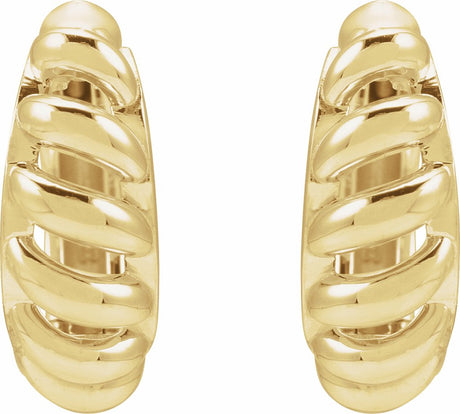14K Yellow Rope Dome 12.9 mm Hoop Earrings