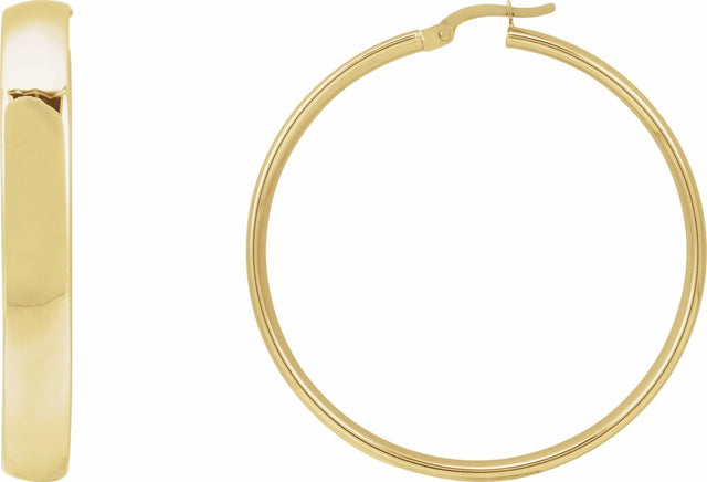 14K Yellow Gold 40 mm Tube Hoop Earrings