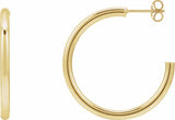 14K Yellow Tube 30 mm Hoop Earrings