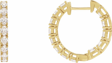 14K Yellow Gold 2 5/8 CTW Natural Diamond Inside-Outside 20.6 mm Hoop Earrings