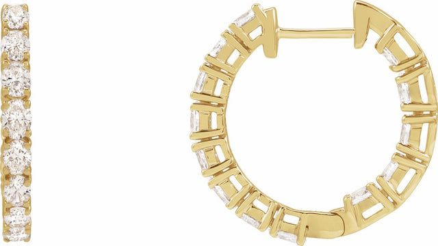14K Yellow Gold 2 5/8 CTW Natural Diamond Inside-Outside 20.6 mm Hoop Earrings