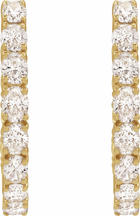 14K Yellow Gold 2 5/8 CTW Natural Diamond Inside-Outside 20.6 mm Hoop Earrings