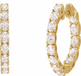 14K Yellow Gold 2 5/8 CTW Natural Diamond Inside-Outside 20.6 mm Hoop Earrings