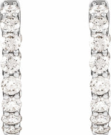 14K White 2 1/5 CTW Lab-Grown Diamond Inside-Outside Hoop Earrings