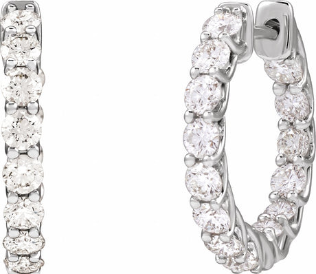 14K White 2 1/5 CTW Natural Diamond Inside-Outside Hoop Earrings