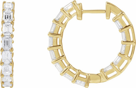 14K Yellow Gold 3 CTW Natural Diamond Inside-Outside 21.2 mm Hoop Earrings