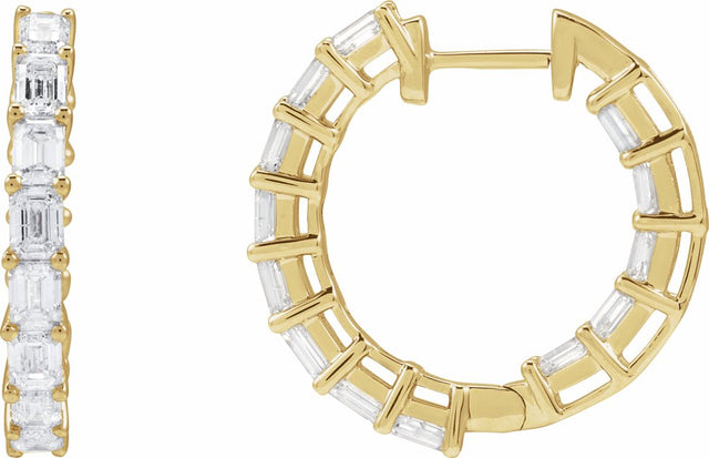 14K Yellow Gold 3 CTW Natural Diamond Inside-Outside 21.2 mm Hoop Earrings