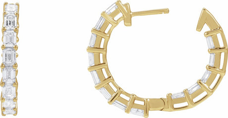 14K Yellow Gold 3 CTW Natural Diamond Inside-Outside 21.2 mm Hoop Earrings
