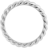 Sterling Silver 3.5 mm Skinny Rope Band Size 7.5