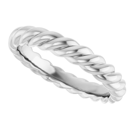 Sterling Silver 3.5 mm Skinny Rope Band Size 7.5