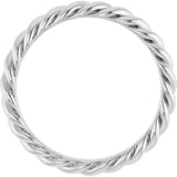 14K White Gold 3.5 mm Skinny Rope Band Size 10