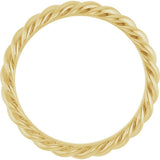 14K Yellow Gold 3.5 mm Skinny Rope Band Size 10