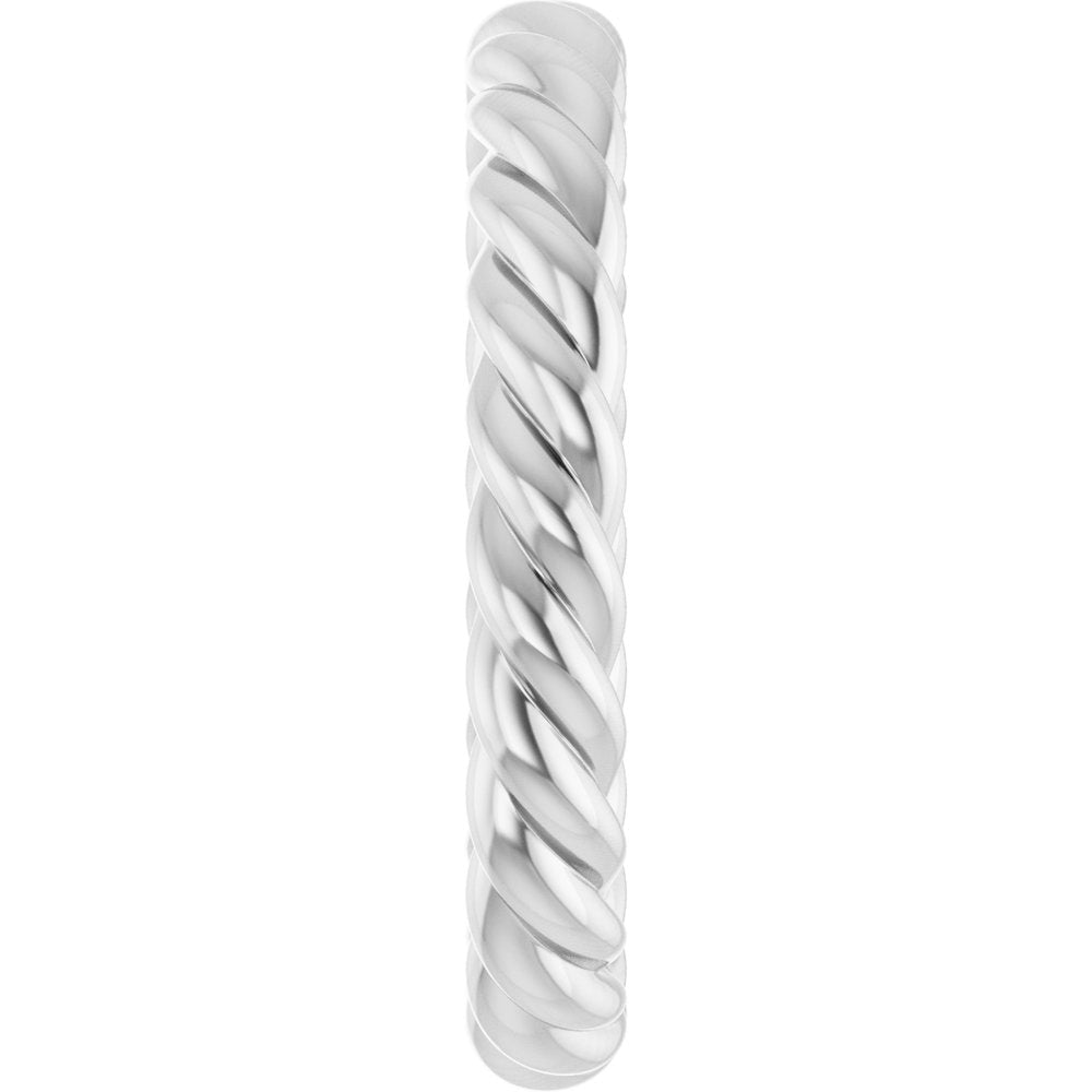 14K White Gold 3.5 mm Skinny Rope Band Size 10
