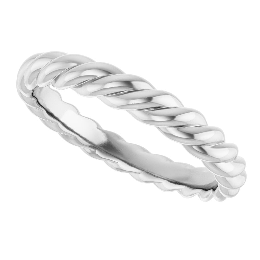 14K White Gold 3.5 mm Skinny Rope Band Size 10