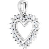 14K White Gold 1/3 CTW Natural Diamond Heart Pendant