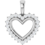 14K White Gold 1/3 CTW Natural Diamond Heart Pendant