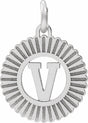 Sterling Silver Initial V Sunburst Pendant