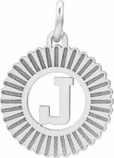 Sterling Silver Initial J Sunburst Pendant