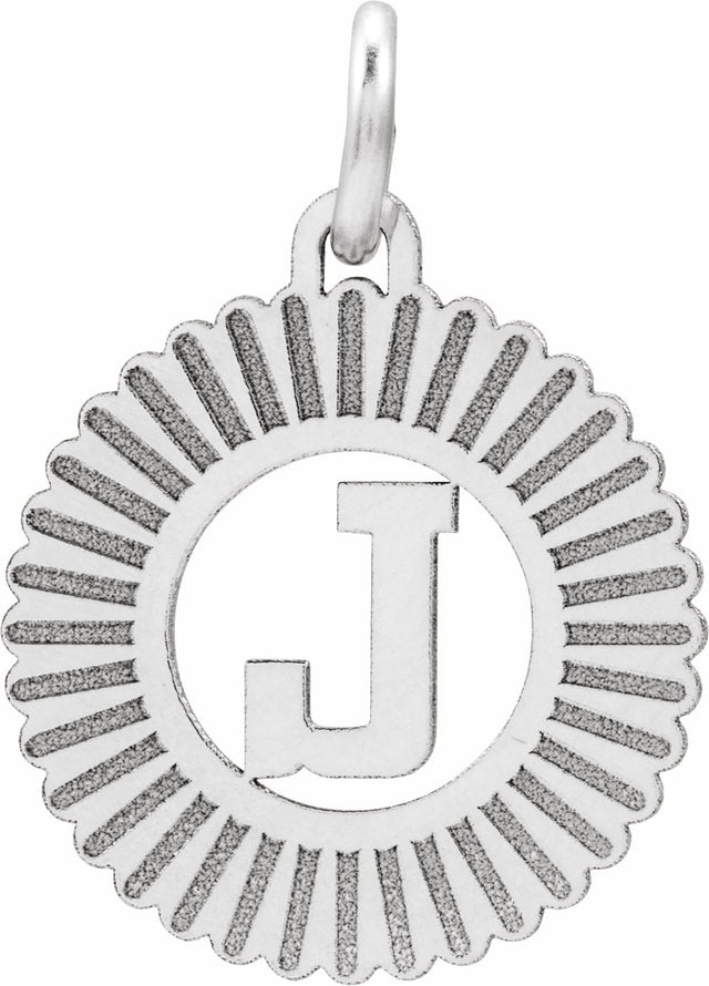 Sterling Silver Initial J Sunburst Pendant