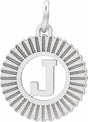 Sterling Silver Initial J Sunburst Pendant