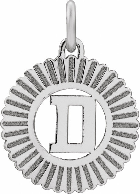 Sterling Silver Initial D Sunburst Pendant