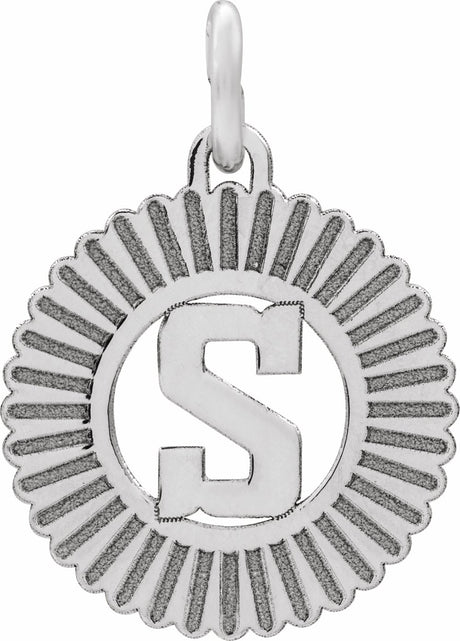 Sterling Silver Initial S Sunburst Pendant