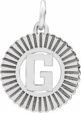 Sterling Silver Initial G Sunburst Pendant