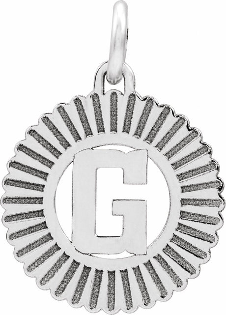 Sterling Silver Initial G Sunburst Pendant