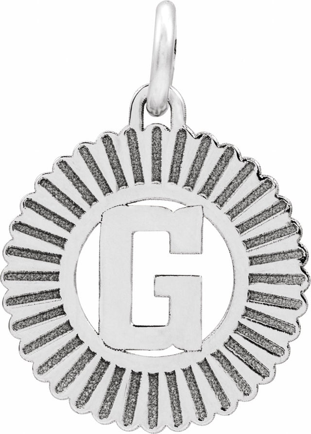 Sterling Silver Initial G Sunburst Pendant