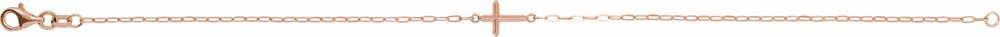 14K Rose Sideways Cross 7" Bracelet