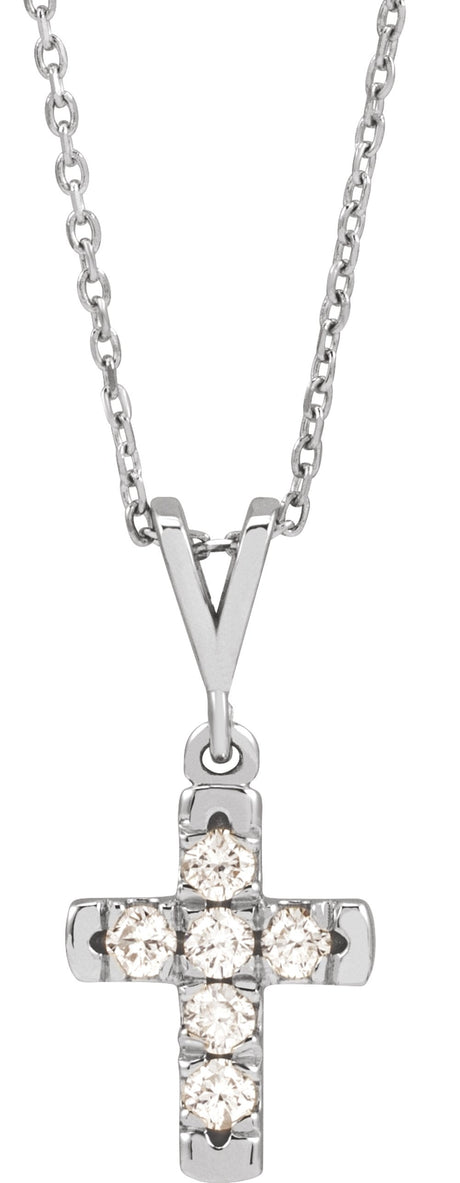 Platinum 1/4 CTW Natural Diamond French-Set Cross 16-18" Necklace