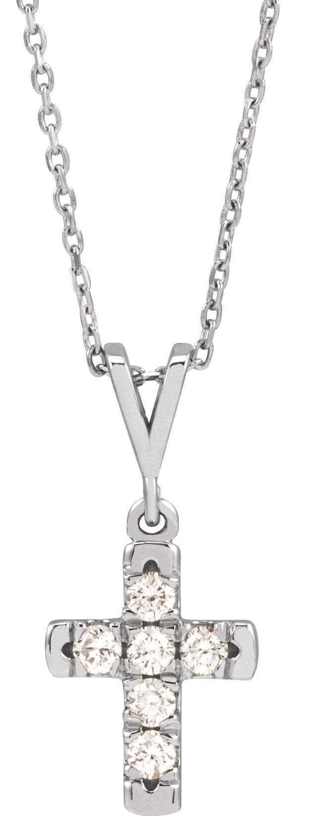 Platinum 1/4 CTW Natural Diamond French-Set Cross 16-18" Necklace