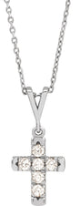 Platinum 1/4 CTW Natural Diamond French-Set Cross 16-18" Necklace