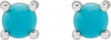 14K White Gold 4 mm Natural Turquoise Earrings