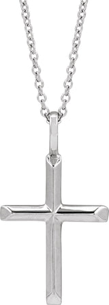 14K White Gold Knife-Edge Cross 16-18" Necklace