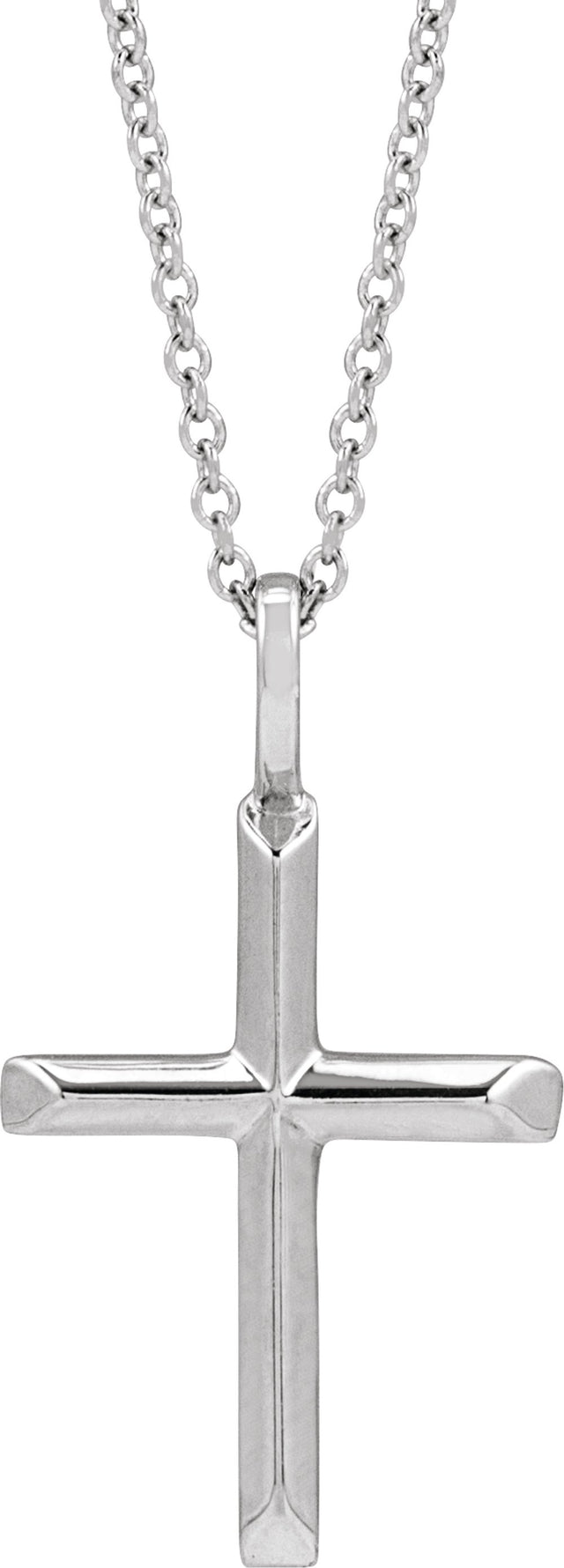 14K White Gold Knife-Edge Cross 16-18" Necklace