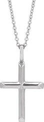 14K White Gold Knife-Edge Cross 16-18" Necklace