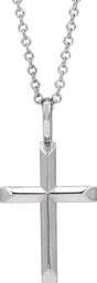 14K White Gold Knife-Edge Cross 16-18" Necklace