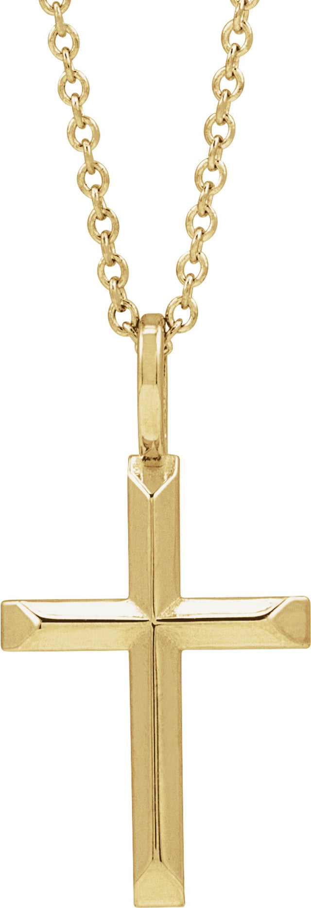 14K Yellow Gold Knife-Edge Cross 16-18" Necklace