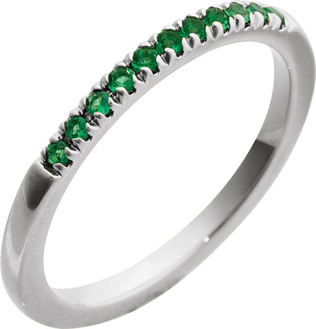 10K White Gold Natural Emerald Stackable Ring