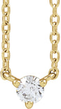 14K Yellow Gold 1/10 CT Natural Diamond 3-Prong 18" Necklace