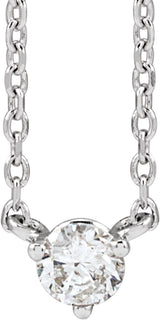 14K White Gold 1/6 CT Natural Diamond 3-Prong 18" Necklace
