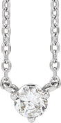 14K White Gold 1/6 CT Natural Diamond 3-Prong 18" Necklace