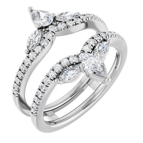14K White Gold 1 CTW Natural Diamond Ring Guard