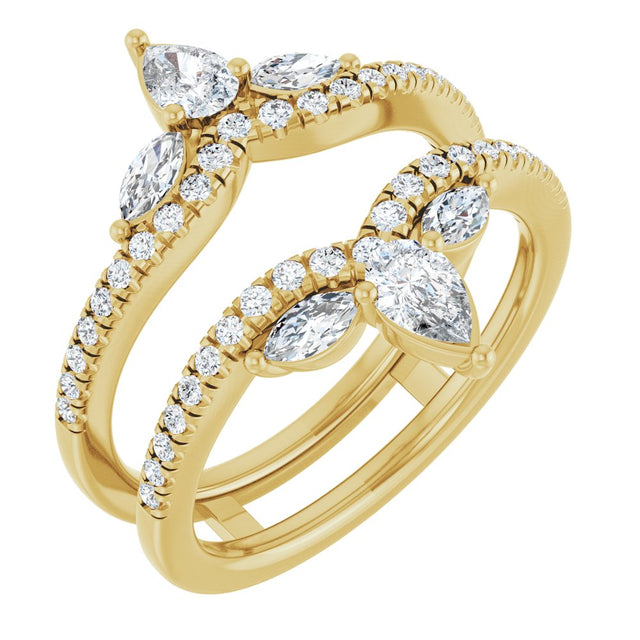 14K Yellow Gold 1 CTW Natural Diamond Ring Guard