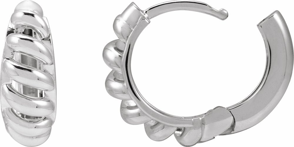 Sterling Silver Rope Dome 12.9 mm Hoop Earrings